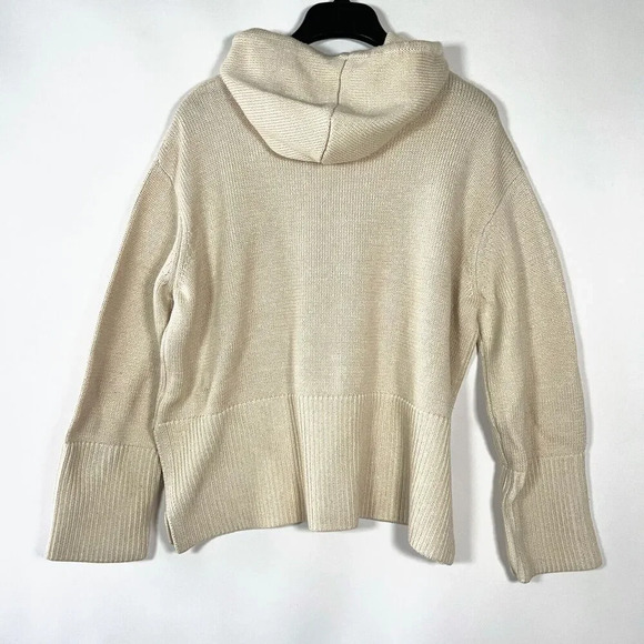 Toteme Sweater Merino Wool Organic Cotton Hoodie Knit Small Boxy Neutral Luxury - Picture 6 of 8